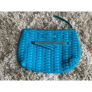 Elizabeth Arden Electric Blue Clutch Textured Bold Gold Zip Bright Gen Z Minimal